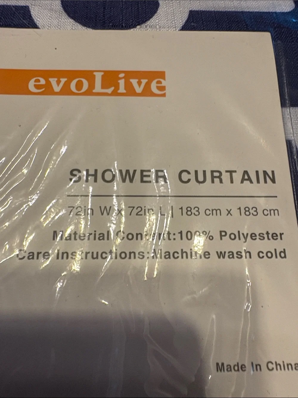 Navy & White Geometric Polyester Shower Curtain